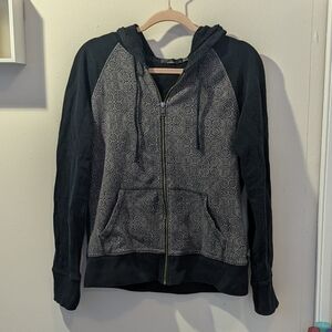 Vintage grey tan and black prAna zip up hoodie, L